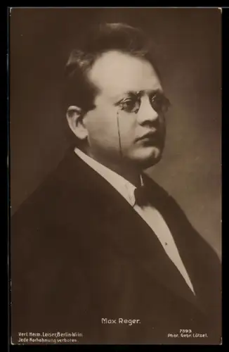 AK Max Reger mit Brille im Porträt