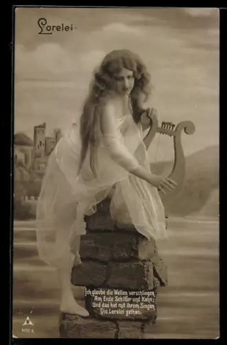 AK Loreley auf einer Felssäule