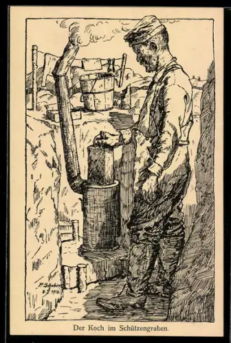AK Der Koch im Schützengraben
