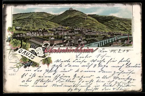 Lithographie Untertürkheim, Totalansicht