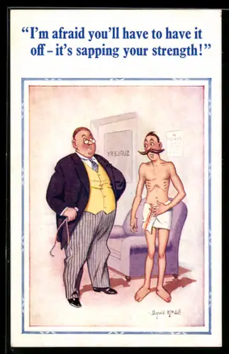 Künstler-AK Donald McGill: Dünner Mann beim Arzt