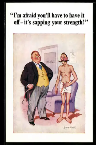 Künstler-AK Donald McGill: Dünner Mann beim Arzt