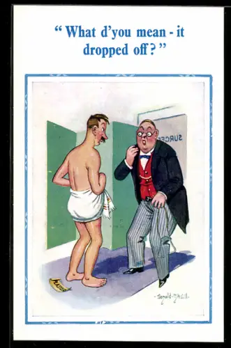 Künstler-AK Donald McGill: Mann beim Arzt