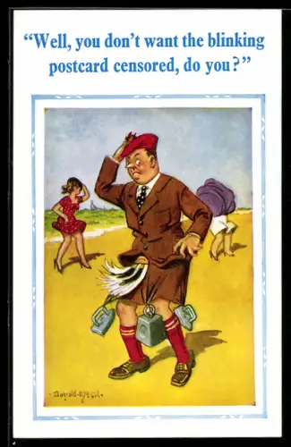 Künstler-AK Donald McGill: Well, you don`t want the blinking postcard censored...