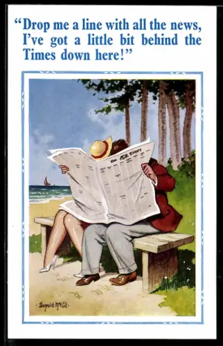 Künstler-AK Donald McGill: Drop me a line with all the news...