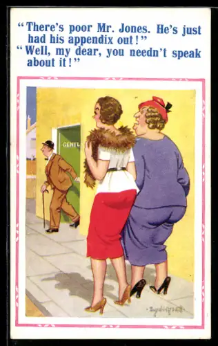 Künstler-AK Donald McGill: There`s poor Mr. Jones...