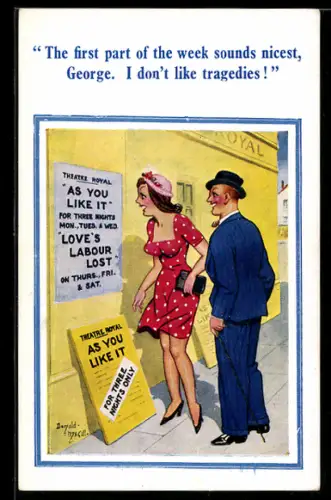 Künstler-AK Donald McGill: The first part of the week sounds nicest...