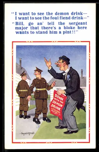 Künstler-AK Donald McGill: I want to see the demon drink...