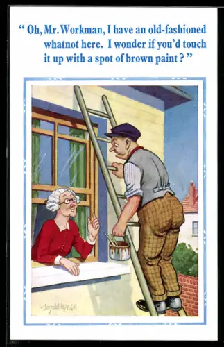 Künstler-AK Donald McGill: I Have an old-fashioned whatnot here.