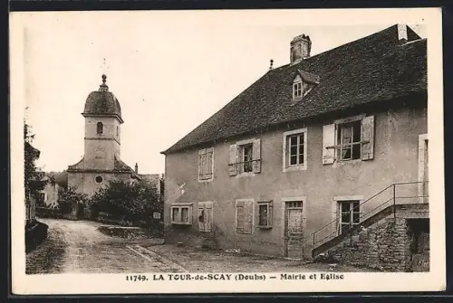 AK La Tour-de-Scay /Doubs, Mairie et Eglise