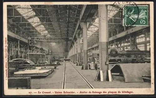 AK Le Creusot, Usines Schneider, Atelier de finissage des plaques de blindages
