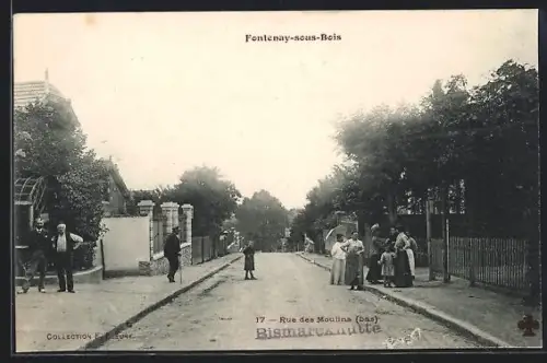 AK Fontenay-sous-Bois, Rue des Moulins mit Passanten
