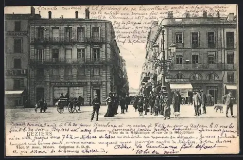 AK Beziers, Place de la République et rue de la République