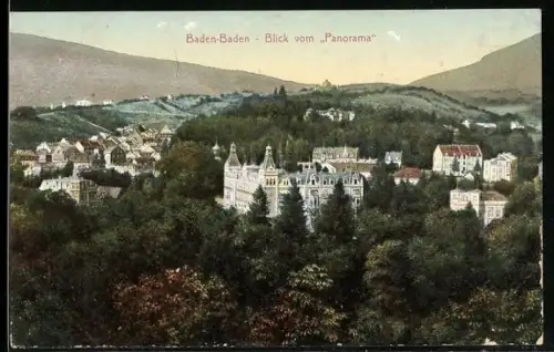 AK Baden-Baden, Blick vom Panorama