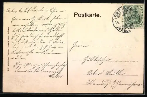 AK Dresden, Neues Rathaus mit Strassenbahn