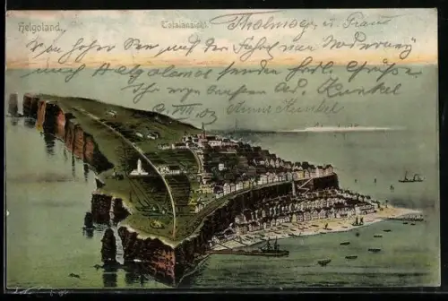 Künstler-AK Helgoland, Totalansicht