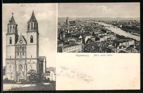 AK Magdeburg, Blick vom Dom auf den Ort
