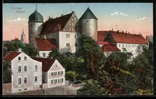 AK Wurzen, Schloss aus der Vogelschau