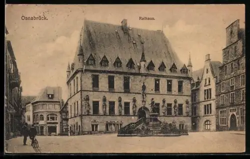 AK Osnabrück, Rathaus mit Denkmal