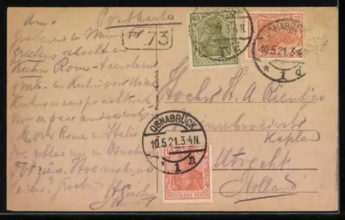 AK Osnabrück, Rathaus mit Denkmal