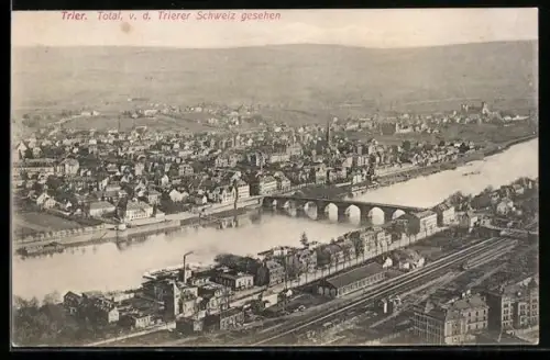 AK Trier, Totalansicht von der Trierer Schweiz gesehen