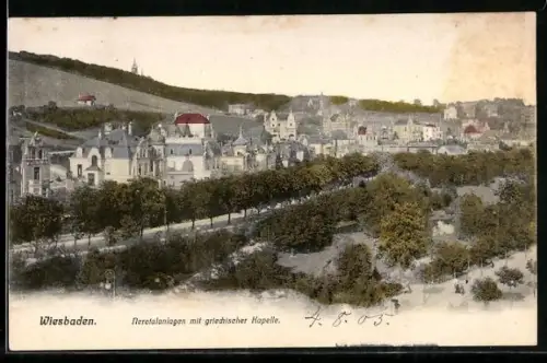 AK Wiesbaden, Nerotalanlagen mit griechischer Kapelle