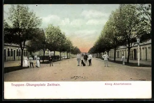 AK Zeithain, Truppen-Übungsplatz, König Albertstrasse