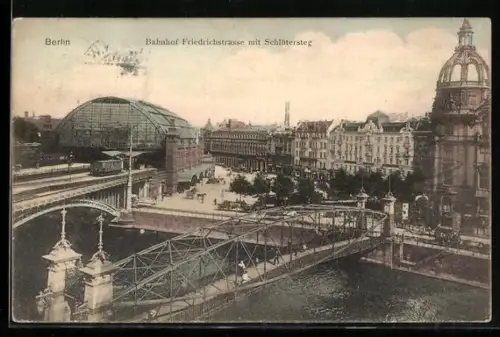 AK Berlin, Bahnhof Friedrichstrasse, Schlütersteg