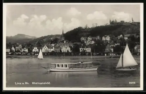 AK Linz a. Rh., Rheinansicht des Ortes