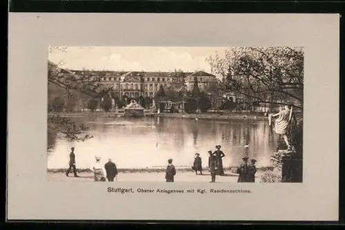 AK Stuttgart, Oberer Anlagensee, Kgl. Residenzschloss