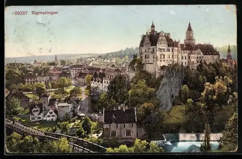 AK Sigmaringen, Schloss Sigmaringen, Stadtansicht