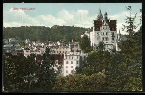 AK Sigmaringen, Schloss Sigmaringen, Stadtansicht