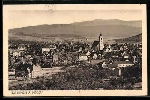 AK Nürtingen a. Neckar, Gesamtansicht mit Kirche und historischen Gebäuden