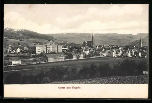 AK Nagold, Ortsansicht mit Umgebung