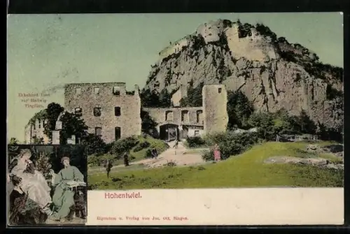 AK Hohentwiel, Burgruine und Felsen, Ekkehard und Hartwig