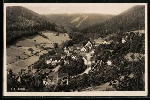 AK Bad Teinach, Ortsansicht im Tal, umgeben von Wäldern und Wiesen