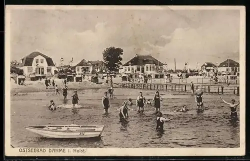 AK Dahme i. Holst., Strand, Badegäste, Strandpromenade