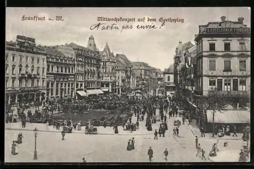 AK Frankfurt a. M., Mittwochskonzert auf dem Goetheplatz
