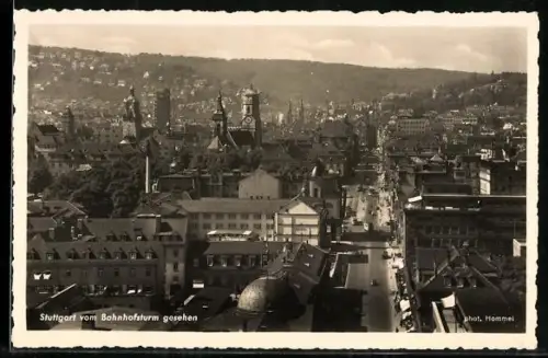 AK Stuttgart, Stadtansicht vom Bahnhofsturm gesehen