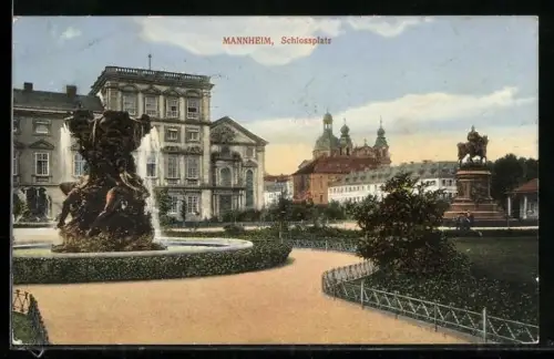 AK Mannheim, Schlossplatz, Panorama