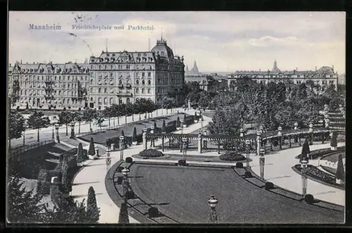 AK Mannheim, Friedrichsplatz, Parkhotel