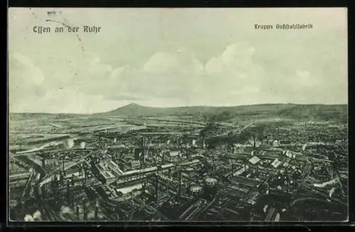 AK Essen an der Ruhr, Krupps Gussstahlfabrik aus der Vogelschau