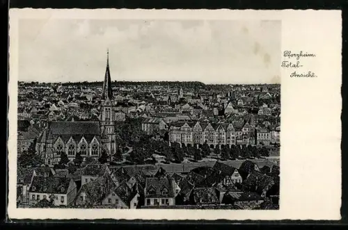 AK Pforzheim, Totalansicht aus der Vogelschau