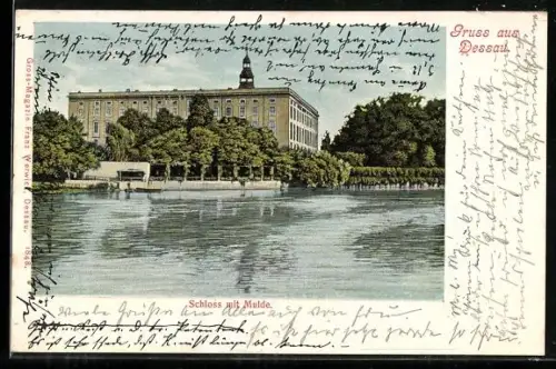 AK Dessau, Schloss mit Mulde