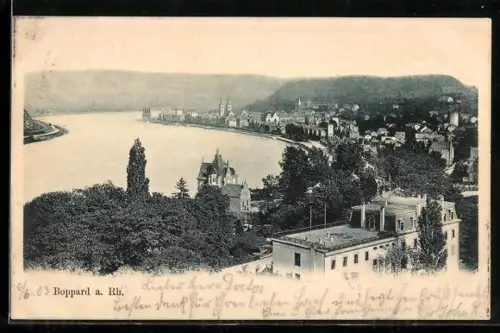 AK Boppard a. Rh., Teilansicht mit Kirche
