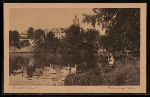 AK Bad Salzungen, Burgsee mit Felsen