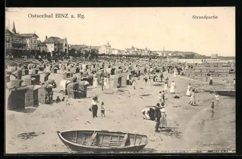 AK Binz a. Rg., Blick auf die Strandpartie