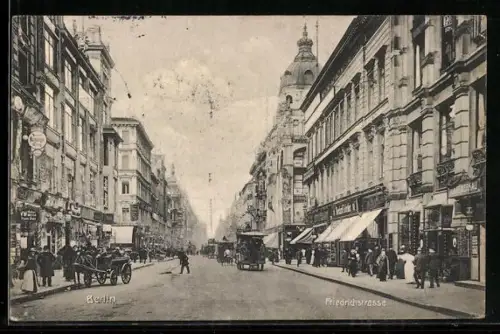AK Berlin, Friedrichstrasse mit Kutschen