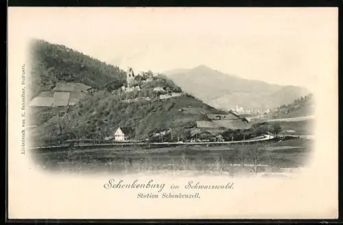 AK Schenkenburg im Schwarzwald, Ruine, Bahnhof Schenkenzell