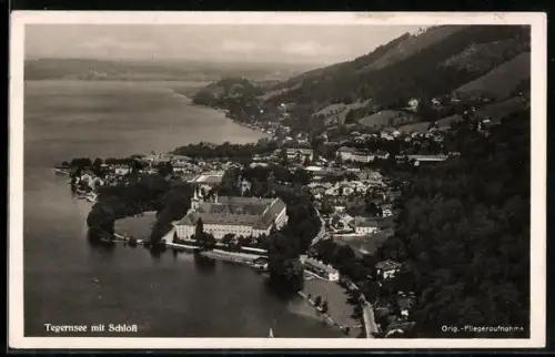 AK Tegernsee, Fliegeraufnahme mit dem Schloss